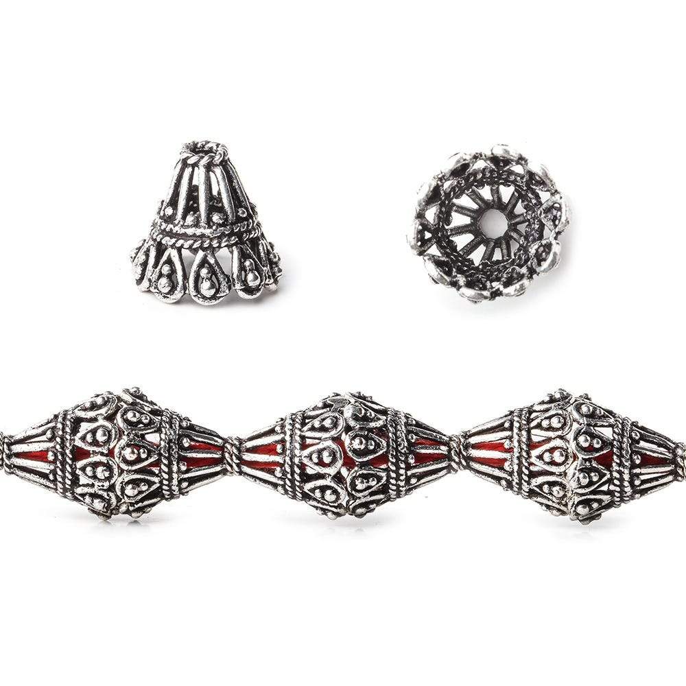 12x12mm Antiqued Sterling Silver Plated Copper Victorian Scalloped Bead Cap 8 inch 20 pcs (ONLINE ORDER ONLY)