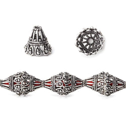 12x12mm Antiqued Sterling Silver Plated Copper Victorian Scalloped Bead Cap 8 inch 20 pcs (ONLINE ORDER ONLY)
