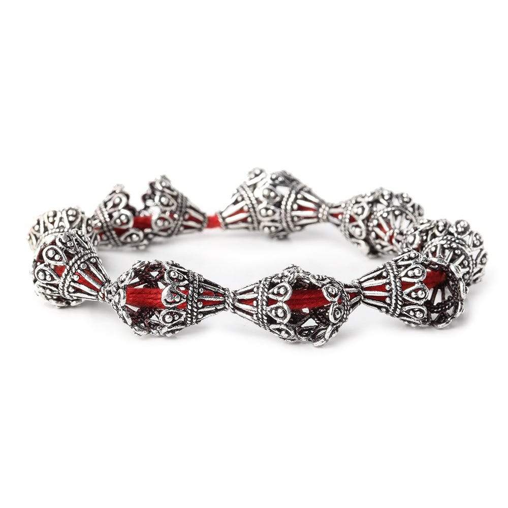 12x12mm Antiqued Sterling Silver Plated Copper Victorian Scalloped Bead Cap 8 inch 20 pcs (ONLINE ORDER ONLY)