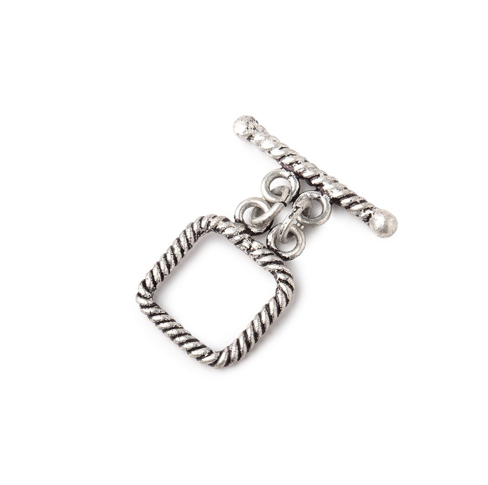 12x12mm Antiqued Sterling Silver Twisted Rope Square Double Strand Toggle 1 piece (ONLINE ORDER ONLY)
