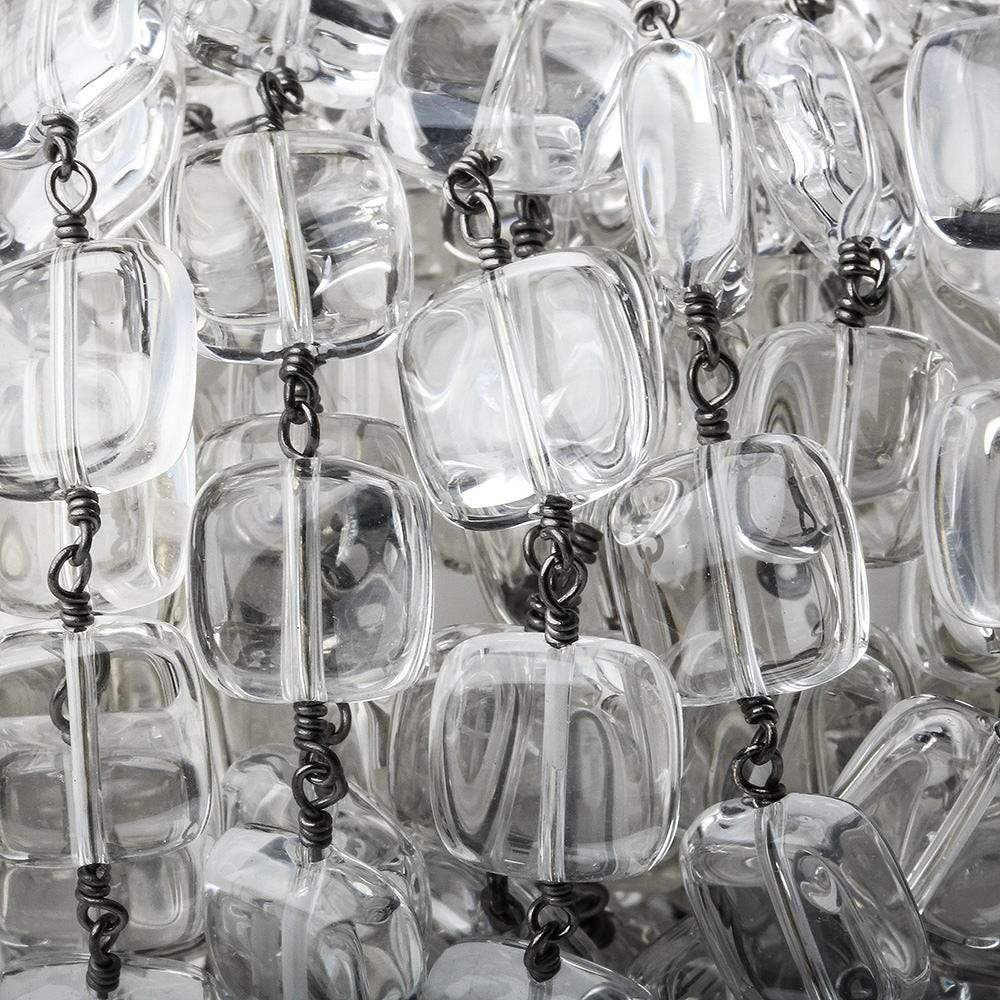 12x12mm Crystal Quartz plain cushions Black Gold plated Chain by the foot (ONLINE ORDER ONLY)