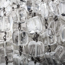 12x12mm Crystal Quartz plain cushions Black Gold plated Chain by the foot (ONLINE ORDER ONLY)