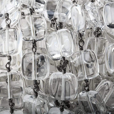 12x12mm Crystal Quartz plain cushions Black Gold plated Chain by the foot (ONLINE ORDER ONLY)