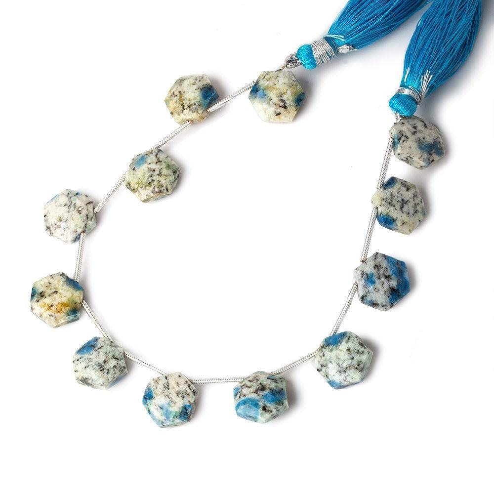 12x12mm K2 Azurite Granite "K2 Jasper" Faceted Hexagons 8 inch 12 beads (ONLINE ORDER ONLY)