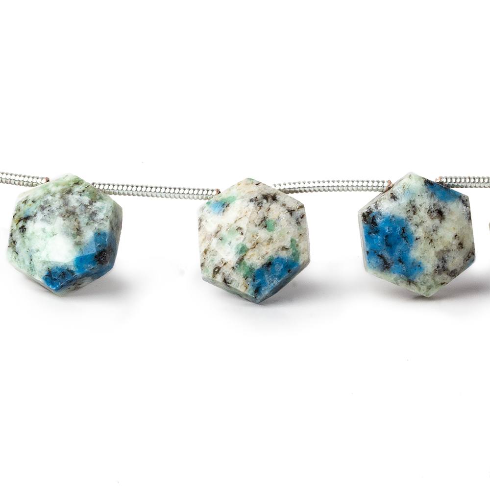 12x12mm K2 Azurite Granite "K2 Jasper" Faceted Hexagons 8 inch 12 beads (ONLINE ORDER ONLY)