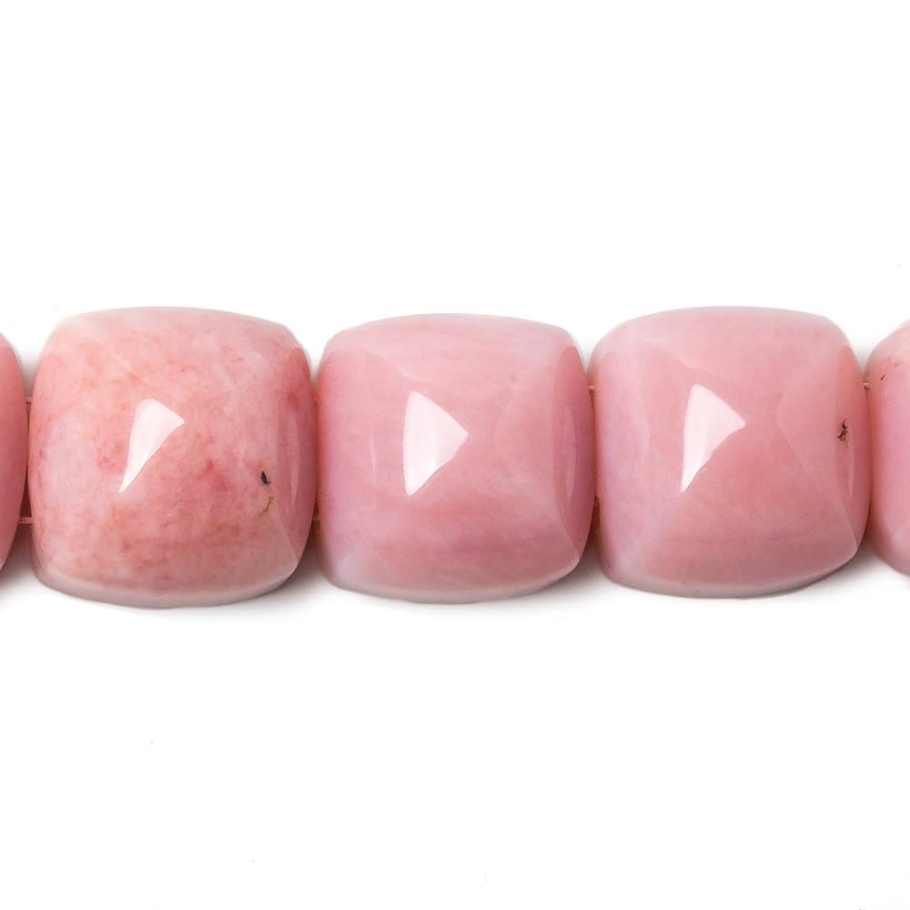 12x12mm Pink Peruvian Opal double drilled Cushions 8 inch 18 beads AA (ONLINE ORDER ONLY)