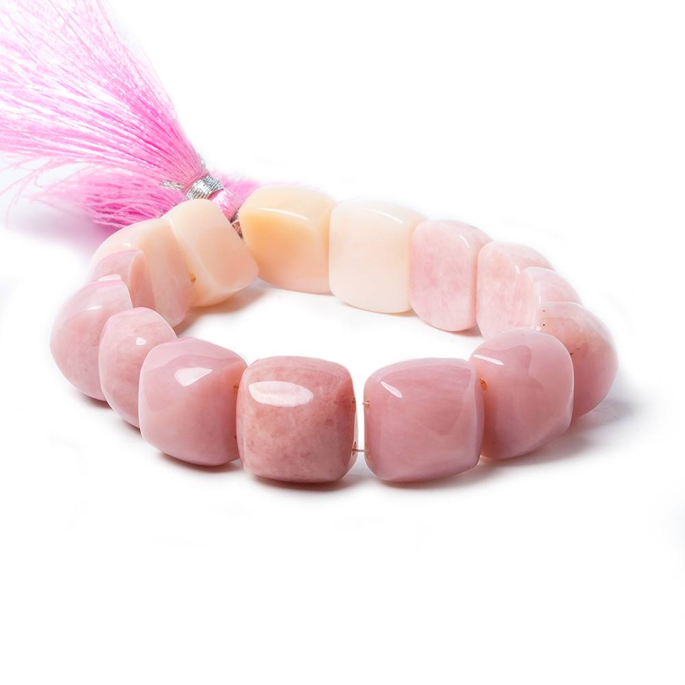 12x12mm Pink Peruvian Opal double drilled Cushions 8 inch 18 beads AA (ONLINE ORDER ONLY)