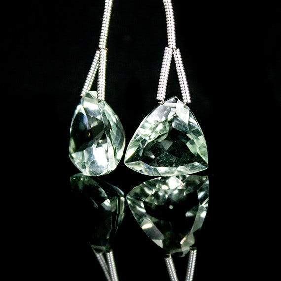 12x12mm Prasiolite Pavilion Faceted Trillion Focal Set of 2 (ONLINE ORDER ONLY)
