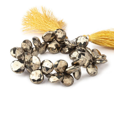 12x12mm Pyrite faceted heart beads 8 inch 39 pieces (ONLINE ORDER ONLY)