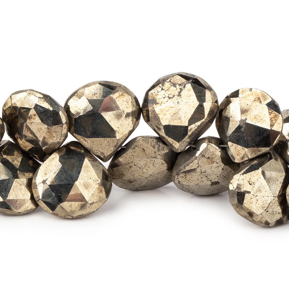 12x12mm Pyrite faceted heart beads 8 inch 39 pieces (ONLINE ORDER ONLY)