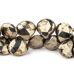 12x12mm Pyrite faceted heart beads 8 inch 39 pieces (ONLINE ORDER ONLY)