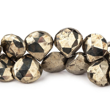 12x12mm Pyrite faceted heart beads 8 inch 39 pieces (ONLINE ORDER ONLY)