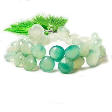 12x12mm Shaded Green Chalcedony Faceted Heart Beads 8.5 inch 38 pieces (ONLINE ORDER ONLY)