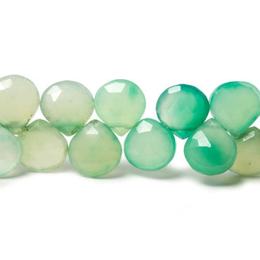 12x12mm Shaded Green Chalcedony Faceted Heart Beads 8.5 inch 38 pieces (ONLINE ORDER ONLY)