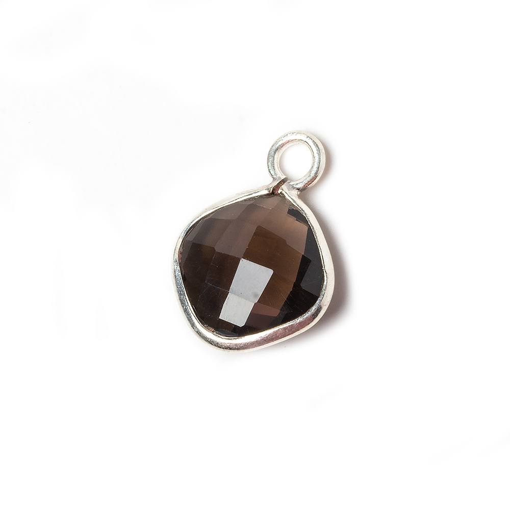 12x12mm Smoky Quartz Faceted Pillow Silver Pendant (ONLINE ORDER ONLY)