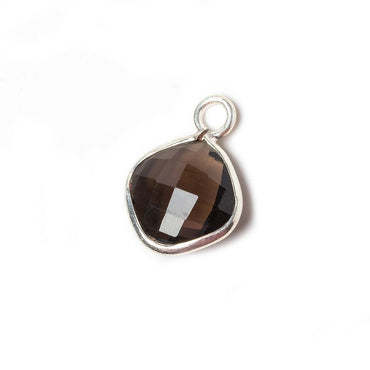 12x12mm Smoky Quartz Faceted Pillow Silver Pendant (ONLINE ORDER ONLY)