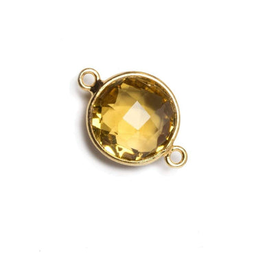 12x12mm Vermeil Bezeled Citrine faceted coin Connector 1 piece (ONLINE ORDER ONLY)