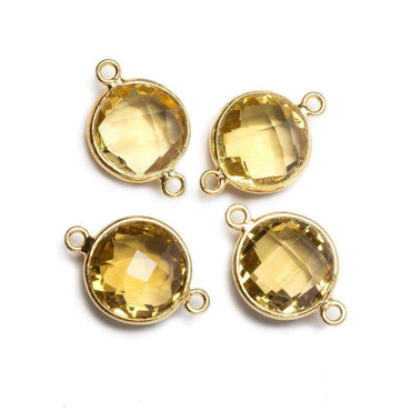 12x12mm Vermeil Bezeled Citrine faceted coin Connector 1 piece (ONLINE ORDER ONLY)