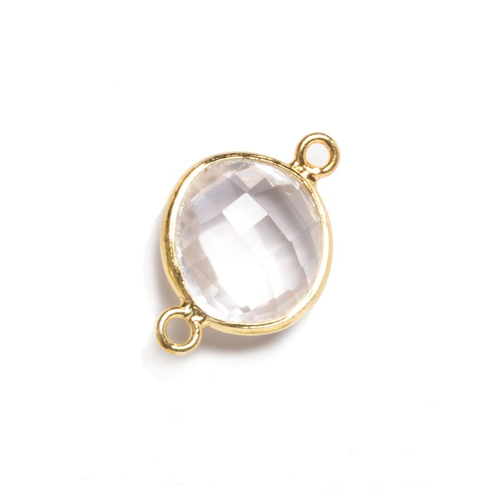 12x12mm Vermeil Bezeled Rose Quartz faceted coin Connector 1 piece (ONLINE ORDER ONLY)