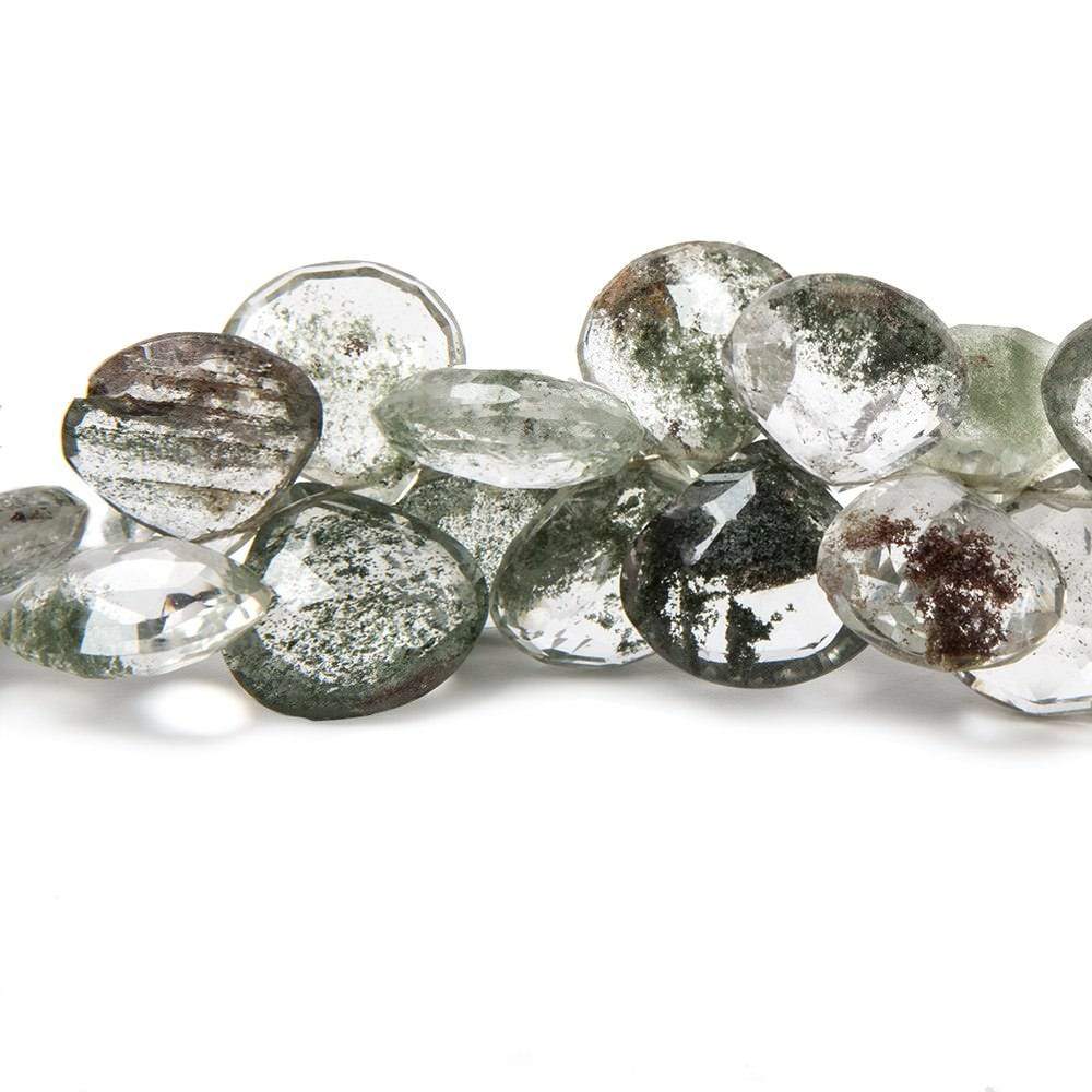 12x13-13x14mm Moss Quartz Faceted Heart Briolettes 40 beads 8 inch (ONLINE ORDER ONLY)