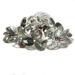 12x13-13x14mm Moss Quartz Faceted Heart Briolettes 40 beads 8 inch (ONLINE ORDER ONLY)