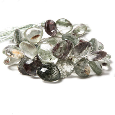 12x13-13x14mm Moss Quartz Faceted Heart Briolettes 8 inch 40 beads (ONLINE ORDER ONLY)