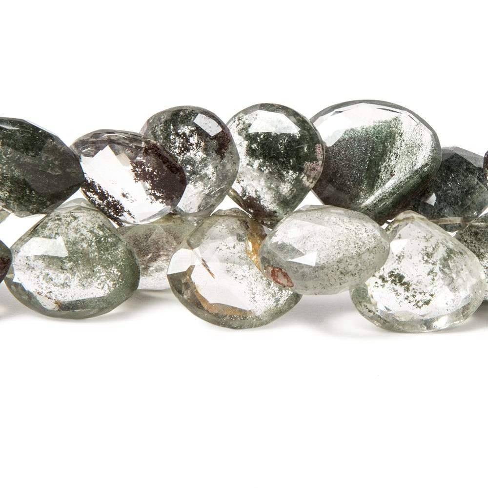 12x13-13x14mm Moss Quartz Faceted Heart Briolettes 8 inch 40 beads (ONLINE ORDER ONLY)