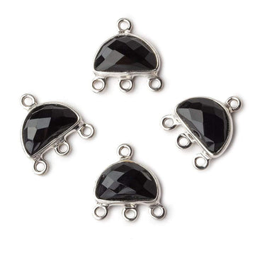 12x13mm Silver Bezel Black Chalcedony Half Moon 3 ring Connector 1 focal bead (ONLINE ORDER ONLY)