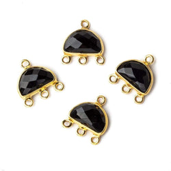 12x13mm Vermeil Bezel Black Chalcedony Half Moon 3 ring Connector 1 focal bead (ONLINE ORDER ONLY)