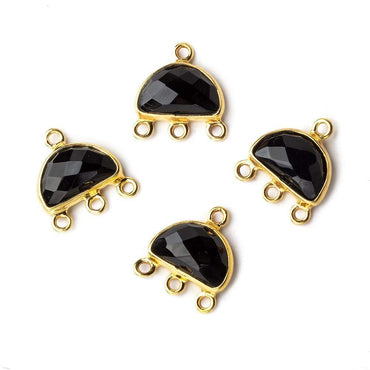 12x13mm Vermeil Bezel Black Chalcedony Half Moon 3 ring Connector 1 focal bead (ONLINE ORDER ONLY)