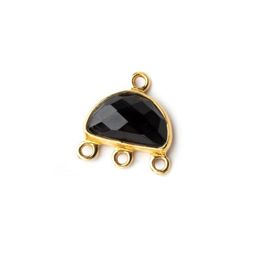 12x13mm Vermeil Bezel Black Chalcedony Half Moon 3 ring Connector 1 focal bead (ONLINE ORDER ONLY)