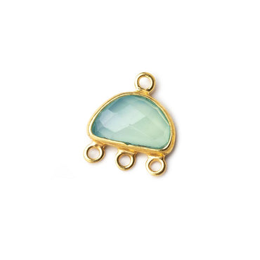 12x13mm Vermeil Bezel Seafoam Green Chalcedony Half Moon 3 ring Connector 1 focal bead (ONLINE ORDER ONLY)