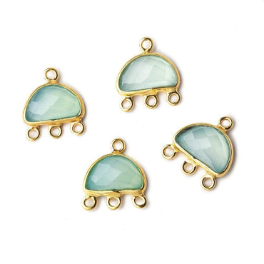 12x13mm Vermeil Bezel Seafoam Green Chalcedony Half Moon 3 ring Connector 1 focal bead (ONLINE ORDER ONLY)
