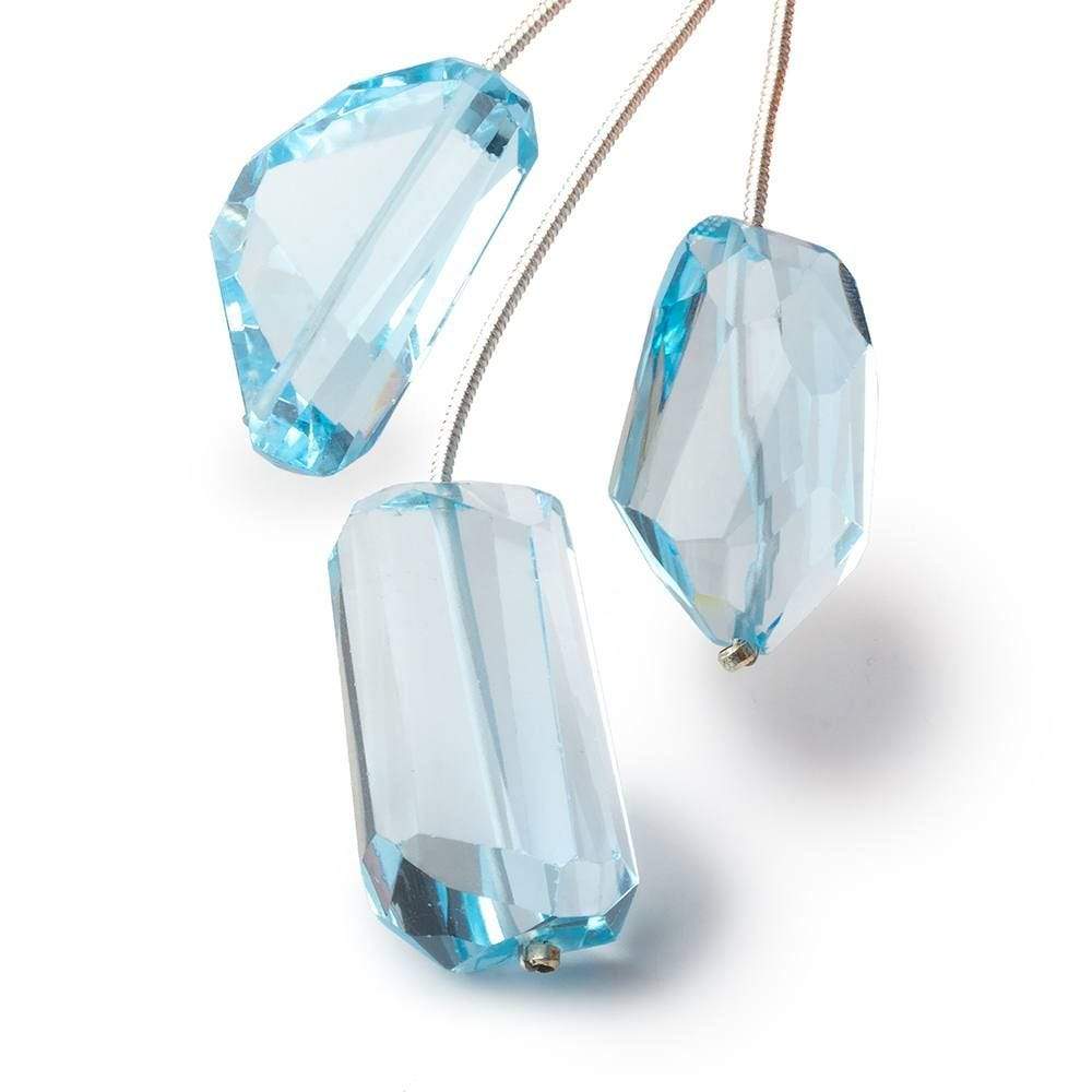 12x14-26x14mm Swiss Blue Topaz Faceted Nugget Focal Beads Set of 3 AA grade (ONLINE ORDER ONLY)