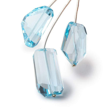 12x14-26x14mm Swiss Blue Topaz Faceted Nugget Focal Beads Set of 3 AA grade (ONLINE ORDER ONLY)