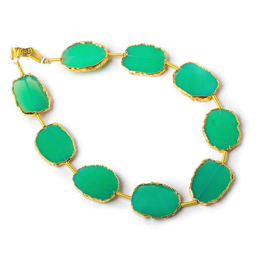 12x15-13x16mm Gold Leafed Mint Green Onyx straight drilled Slices 8 inch 9 beads (ONLINE ORDER ONLY)