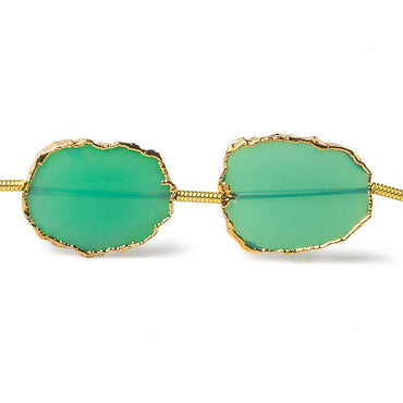 12x15-13x16mm Gold Leafed Mint Green Onyx straight drilled Slices 8 inch 9 beads (ONLINE ORDER ONLY)
