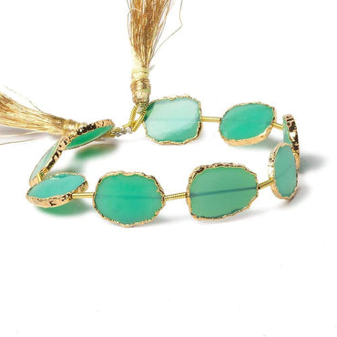 12x15-13x16mm Gold Leafed Mint Green Onyx straight drilled Slices 8 inch 9 beads (ONLINE ORDER ONLY)