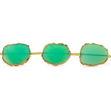 12x15-13x16mm Gold Leafed Mint Green Onyx straight drilled Slices 8 inch 9 beads (ONLINE ORDER ONLY)