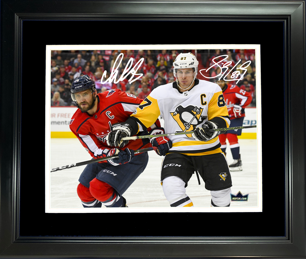 Framed Alexander Alex Ovechkin & Sidney Crosby Dual Facsimile Laser Engraved Signature Auto 11"x14"Hockey Photo HOFSM Holo (ONLINE ORDER ONLY)