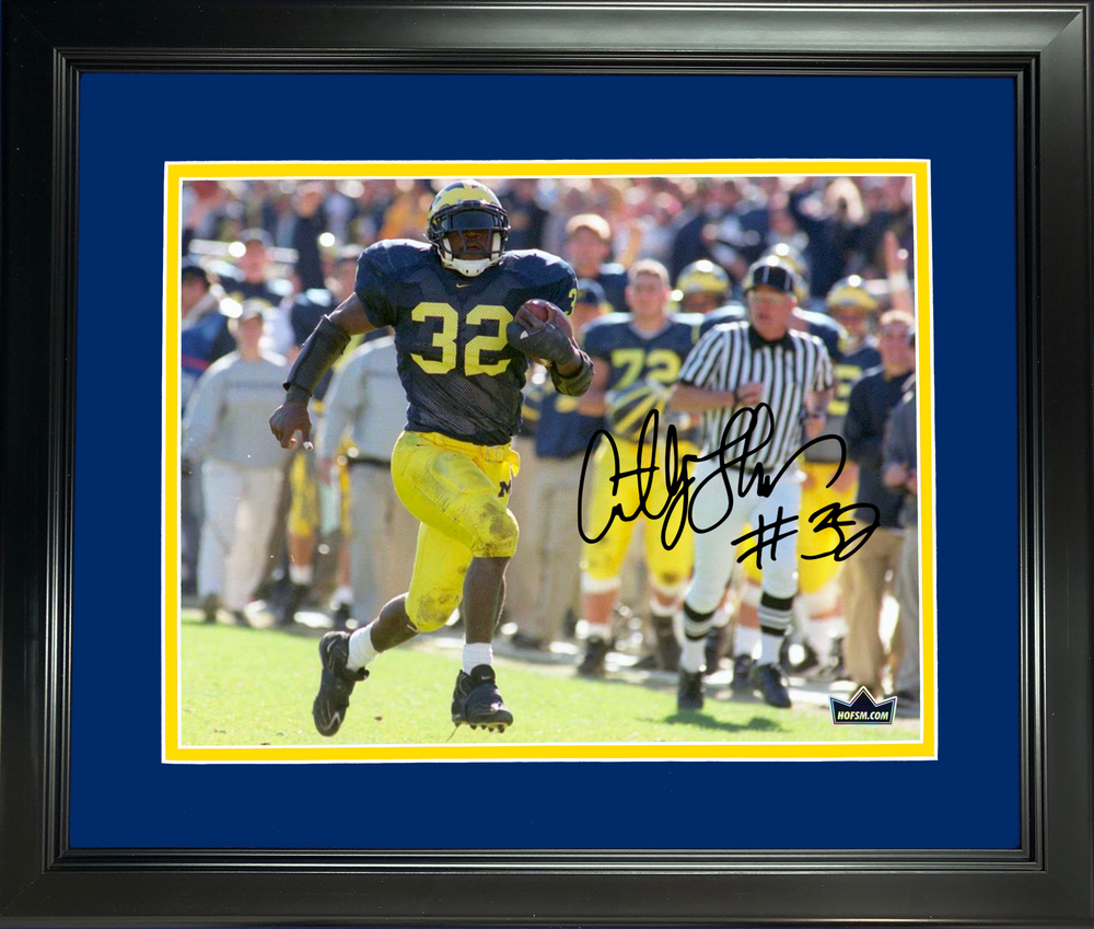 Framed Anthony Thomas Facsimile Laser Engraved Signature Auto Michigan Wolverines 11"x14"College Football Photo HOFSM Holo (ONLINE ORDER ONLY)