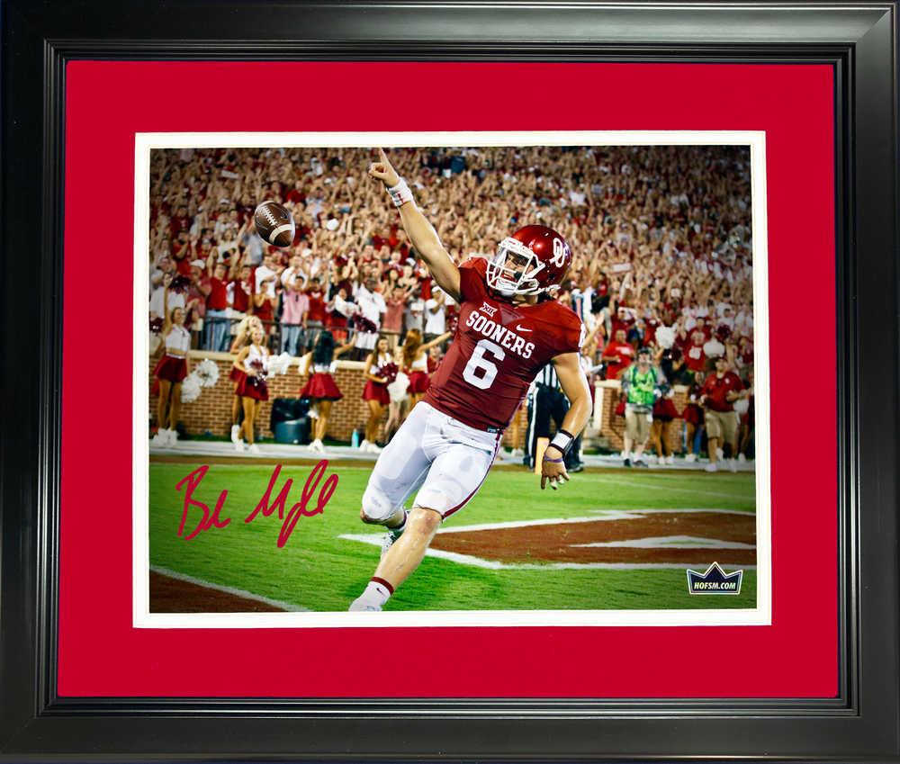 Framed Baker Mayfield Facsimile Laser Engraved Signature Auto Oklahoma Sooners 11"x14" College Football Photo HOFSM Holo (ONLINE ORDER ONLY)