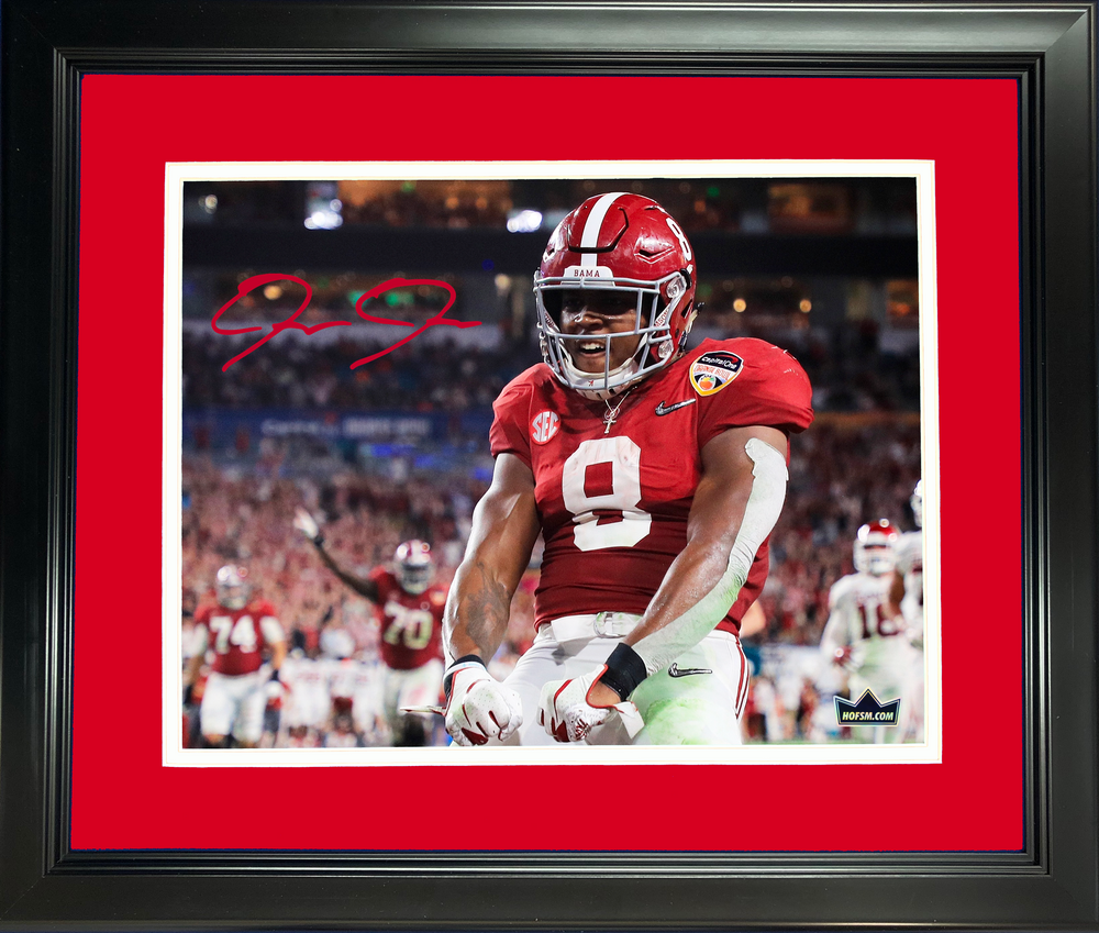 Framed Josh Jacobs Facsimile Laser Engraved Signature Auto Alabama Crimson Tide 11"x14" College Football Photo HOFSM Holo (ONLINE ORDER ONLY)