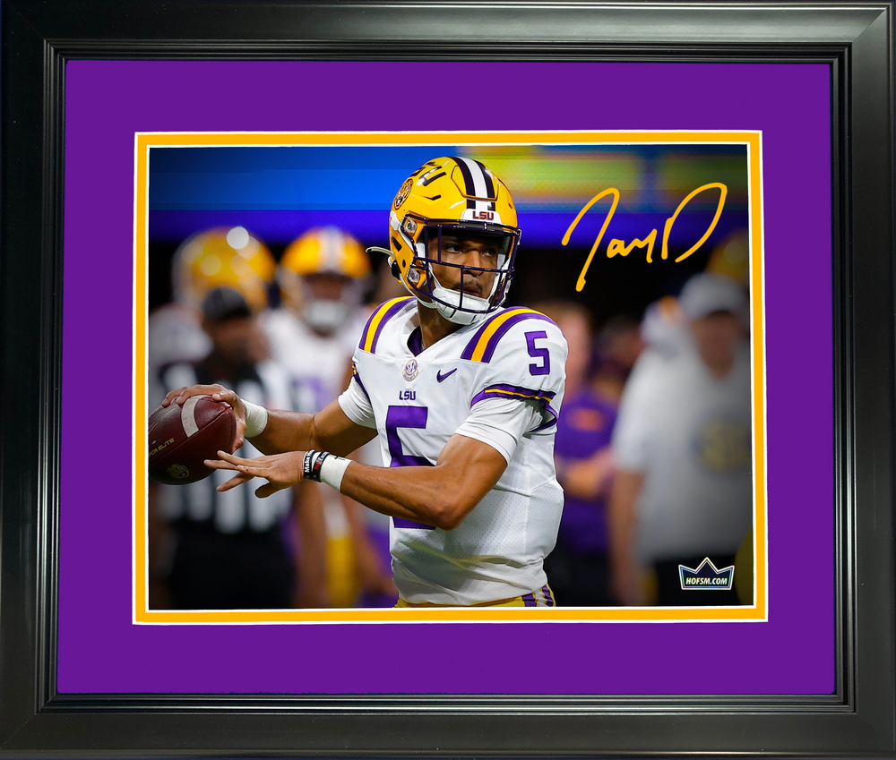 Framed Jayden Daniels 2023 Heisman Winner Facsimile Laser Engraved Signature Auto LSU Tigers 11"x14" College Football Photo HOFSM Holo (ONLINE ORDER ONLY)