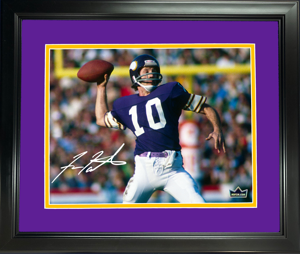 Framed Frank Tarkenton Minnesota Vikings Facsimile Laser Engraved Signature Auto 11"x14" Football Photo HOFSM Holo (ONLINE ORDER ONLY)
