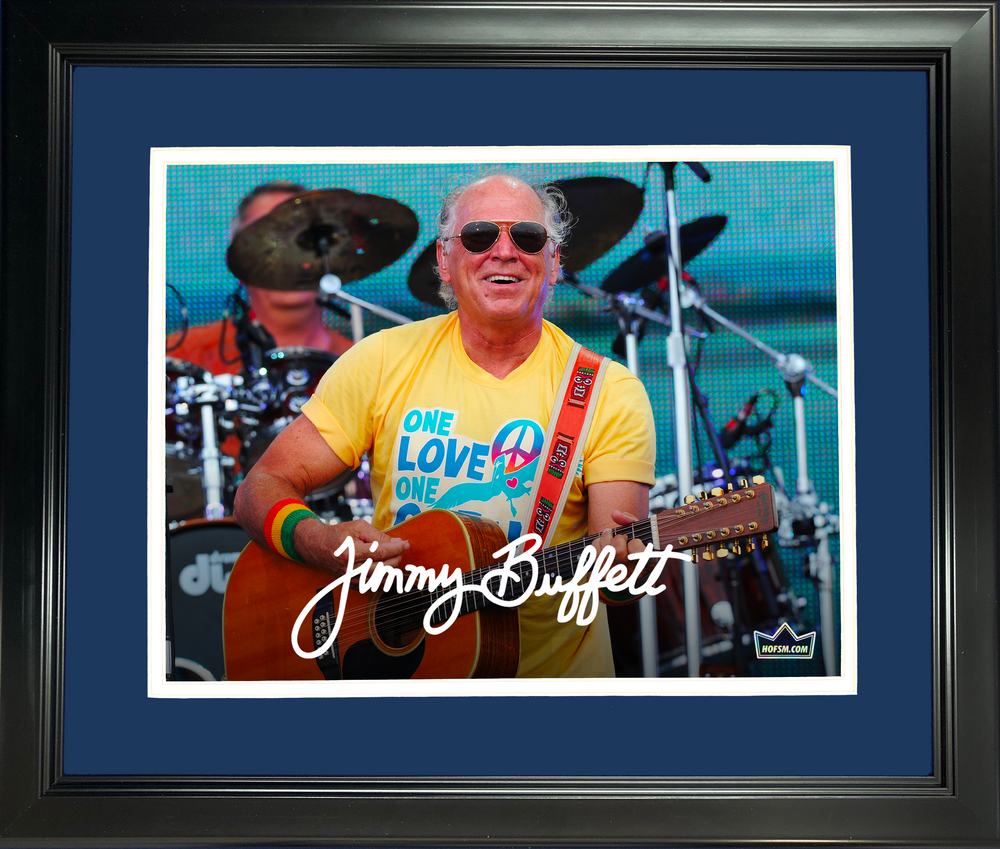 Framed Jimmy Buffett Facsimile Laser Engraved Signature Auto 11"x14" Music Photo HOFSM Holo (ONLINE ORDER ONLY)