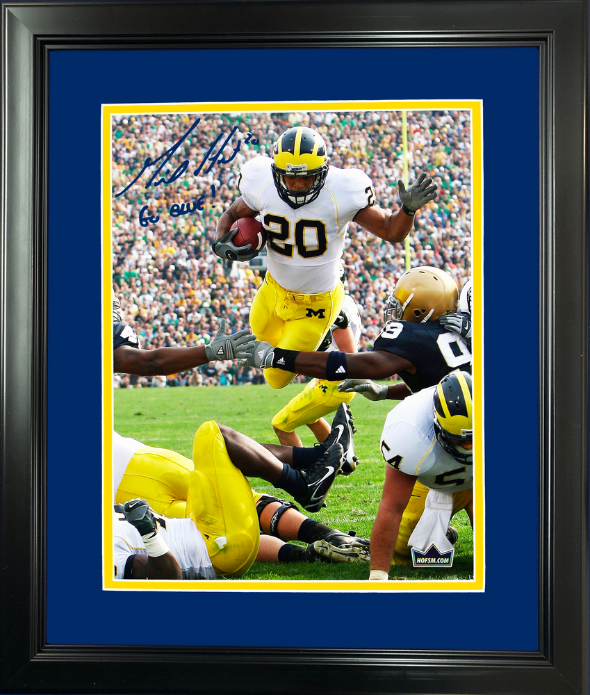 Framed Mike Hart  Go Blue!  Facsimile Laser Engraved Signature Auto Michigan Wolverines 11"x14" College Football Photo HOFSM Holo (ONLINE ORDER ONLY)