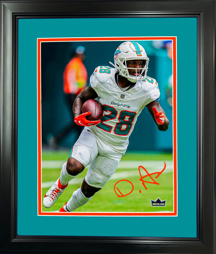 Framed De‚Äö√Ñ√¥Von Achane Miami Dolphins Facsimile Laser Engraved Signature Auto 11"x14" Football Photo HOFSM Holo (ONLINE ORDER ONLY)
