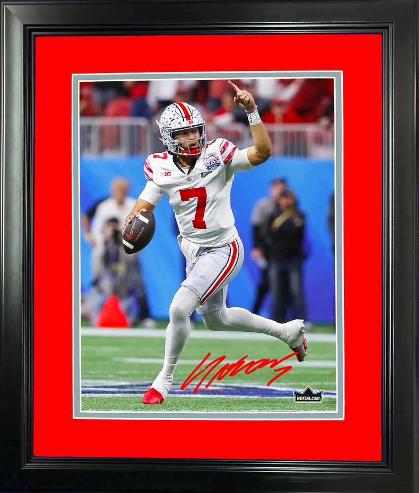 Framed C.J. Stroud Facsimile Laser Engraved Signature Auto Ohio State Buckeyes 11"x14" College Football Photo HOFSM Holo (ONLINE ORDER ONLY)