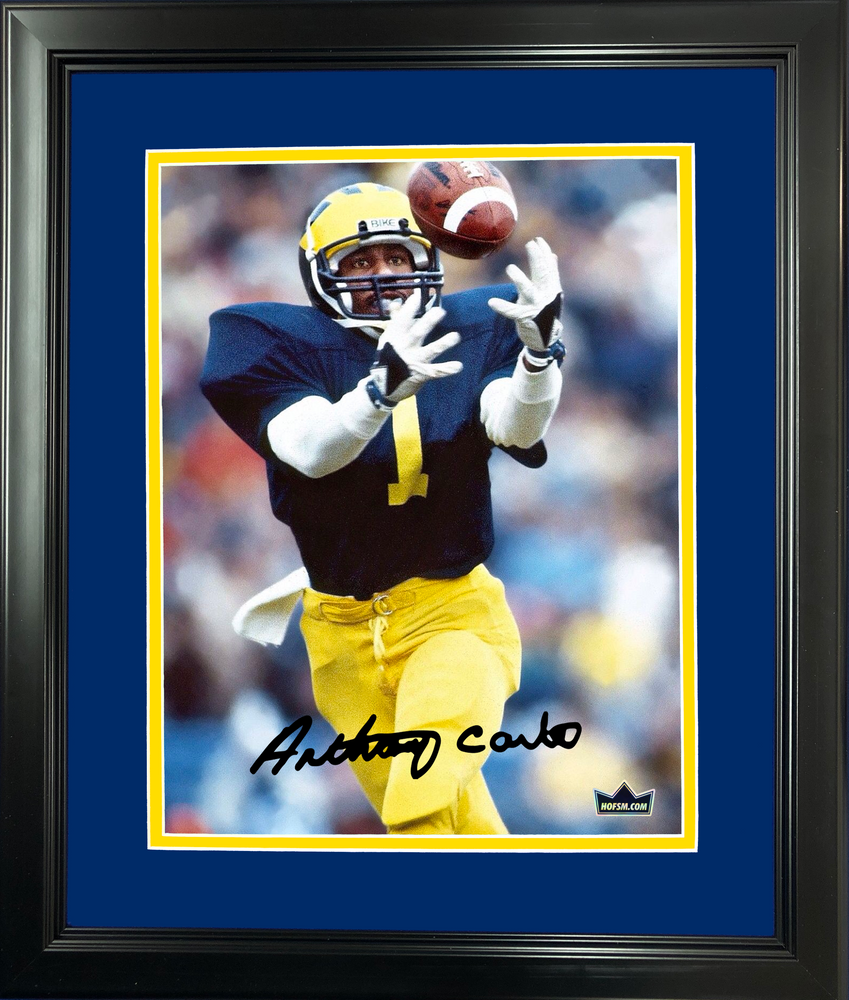 Framed Anthony Carter Facsimile Laser Engraved Signature Auto Michigan Wolverines 11"x14"College Football Photo HOFSM Holo (ONLINE ORDER ONLY)